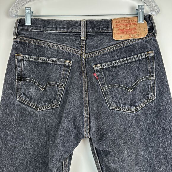 Levis 501 Jeans Mens 32X32 (30X29" ACTUAL) Black Button up Straight Leg Jean - Picture 4 of 9